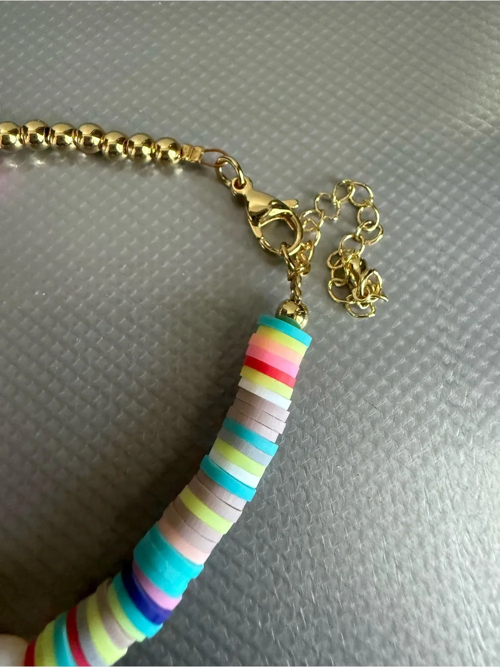 Kids Colorful Smiley Bead Bracelet with Pink Heart